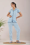 Sweet Moon Knit Cotton Pyjama Set - Baby Sky — thumbnail 3